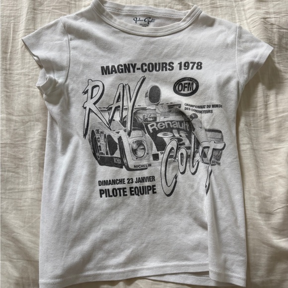 Brandy Melville Tops - Brandy Melville White Racing Graphic Tee
